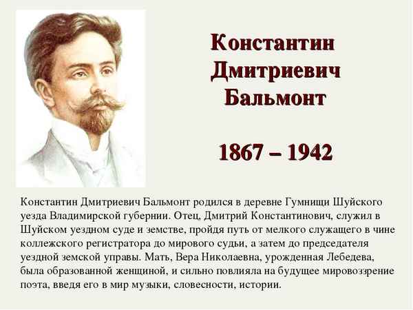 Краткая биография бальмонт