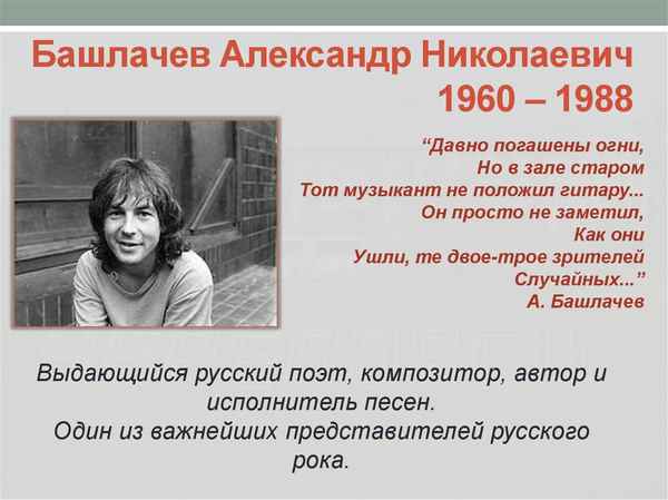 Краткая биография башлачев