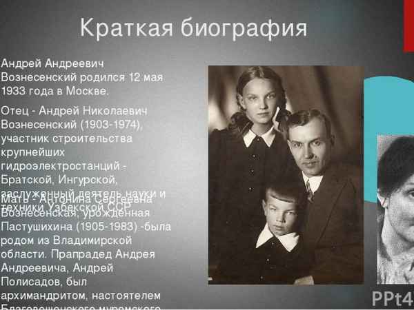 Краткая биография вознесенский