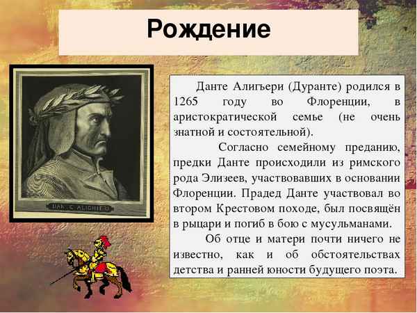 Краткая биография данте