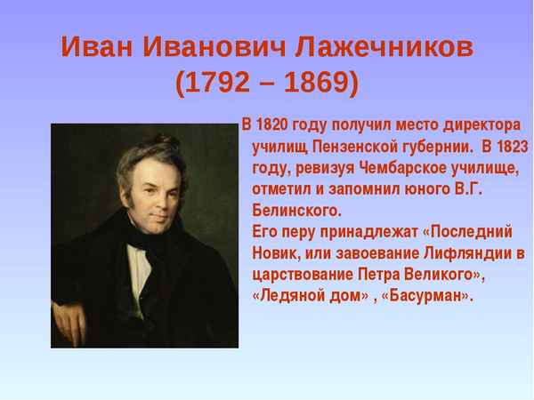 Краткая биография лажечников