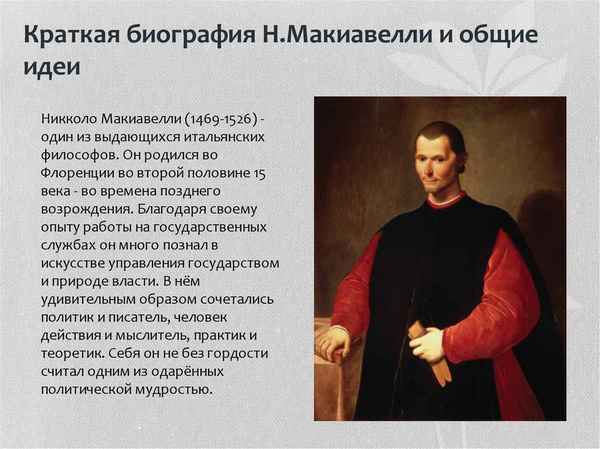 Краткая биография макиавелли