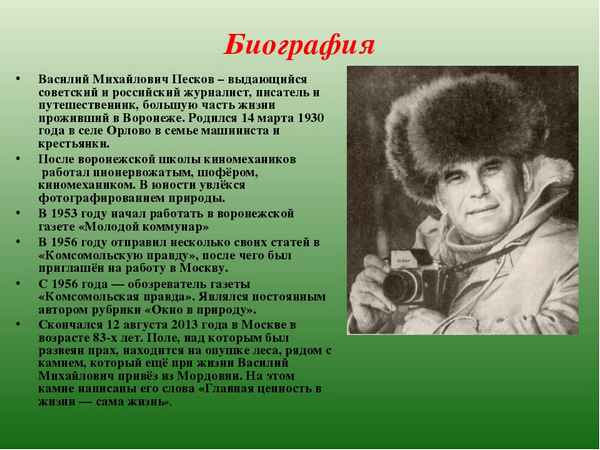 Краткая биография песков