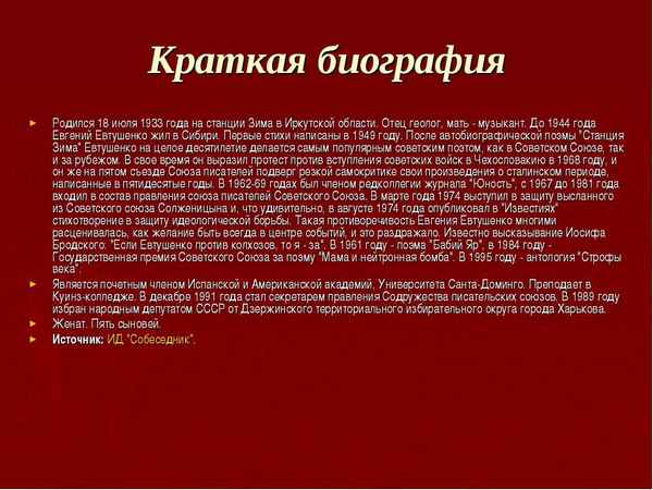 Краткая биография светлый