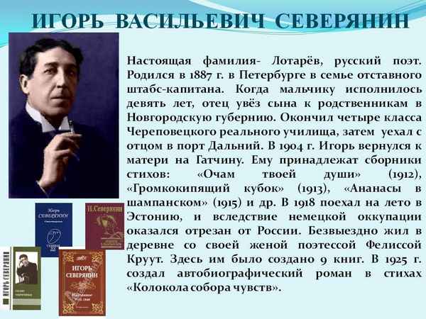 Краткая биография северянин