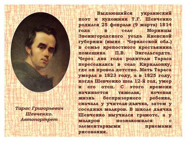 Краткая биография шевченко