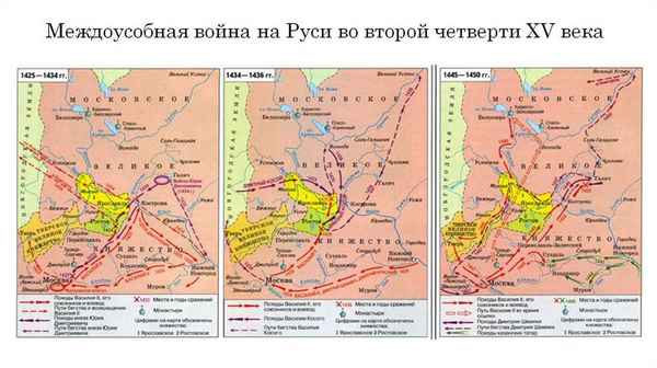 Карта: междоусобная война в московском княжестве 1425-1450 гг